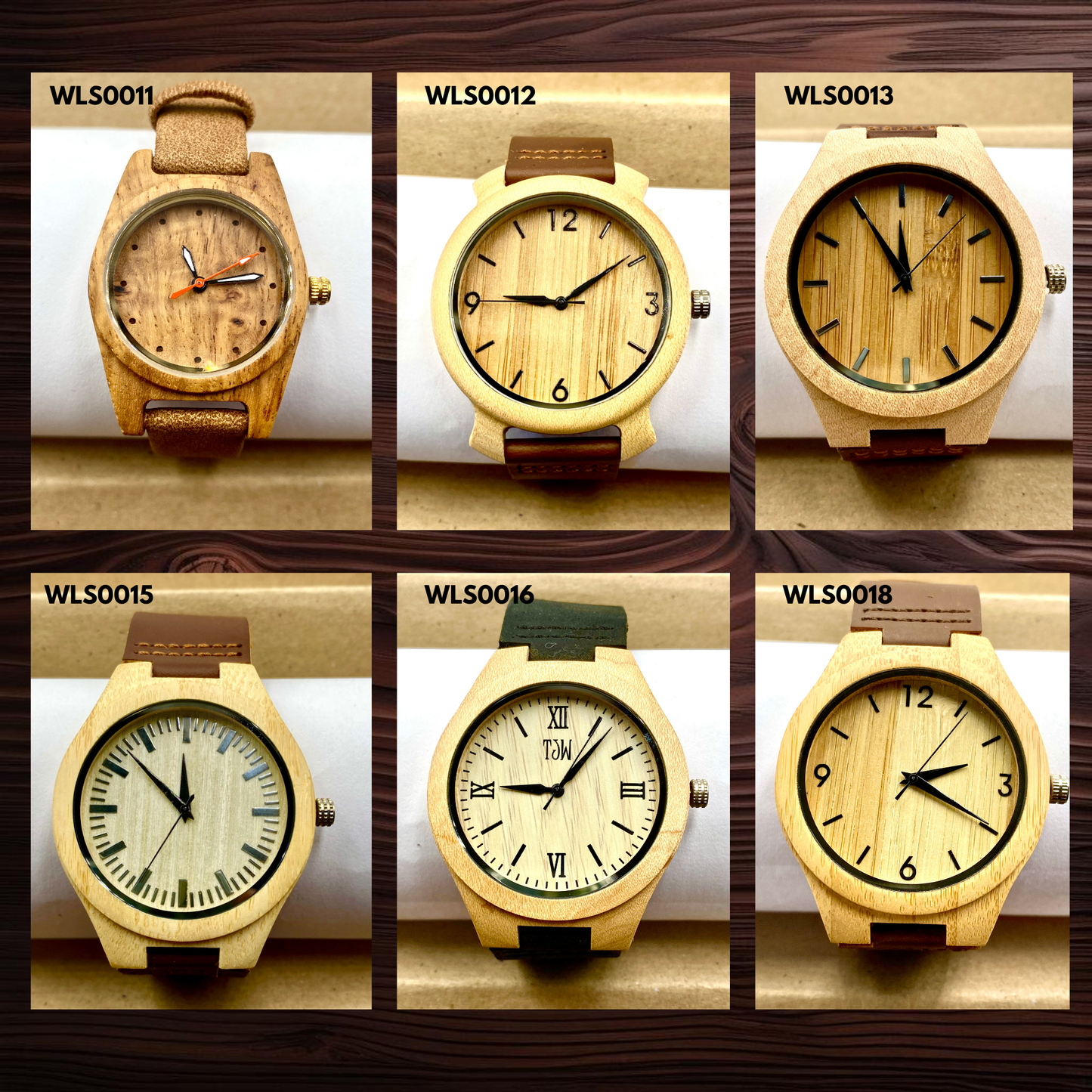 Wooden Watches - Leather Straps (WLS0011-13,15,16,18)