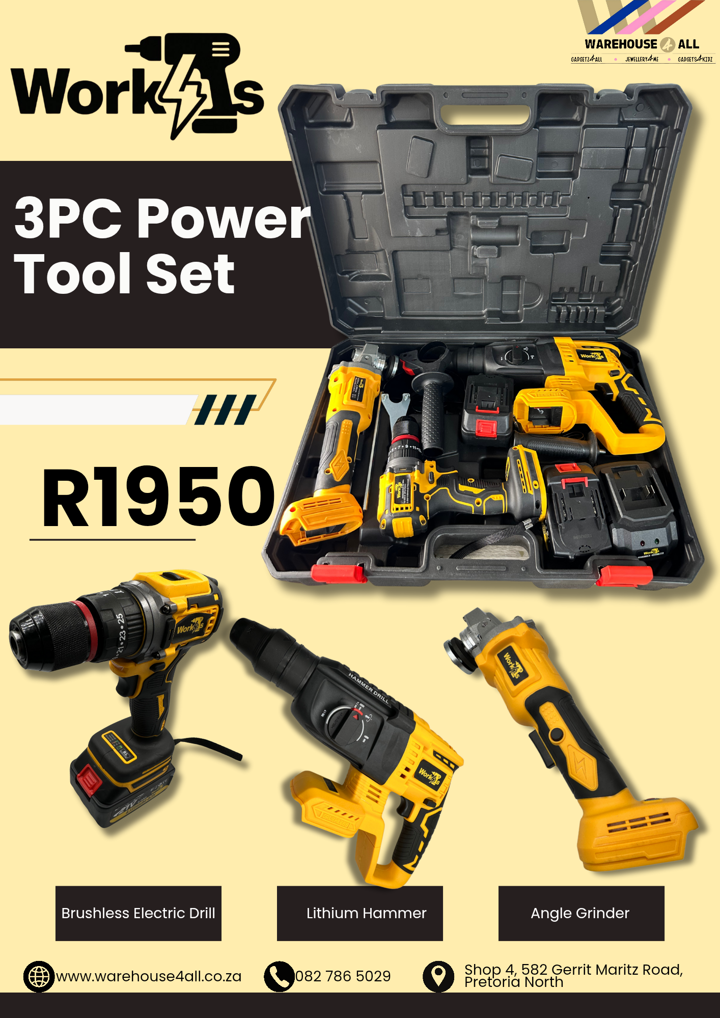 Work4s 3PC Power Tool Set