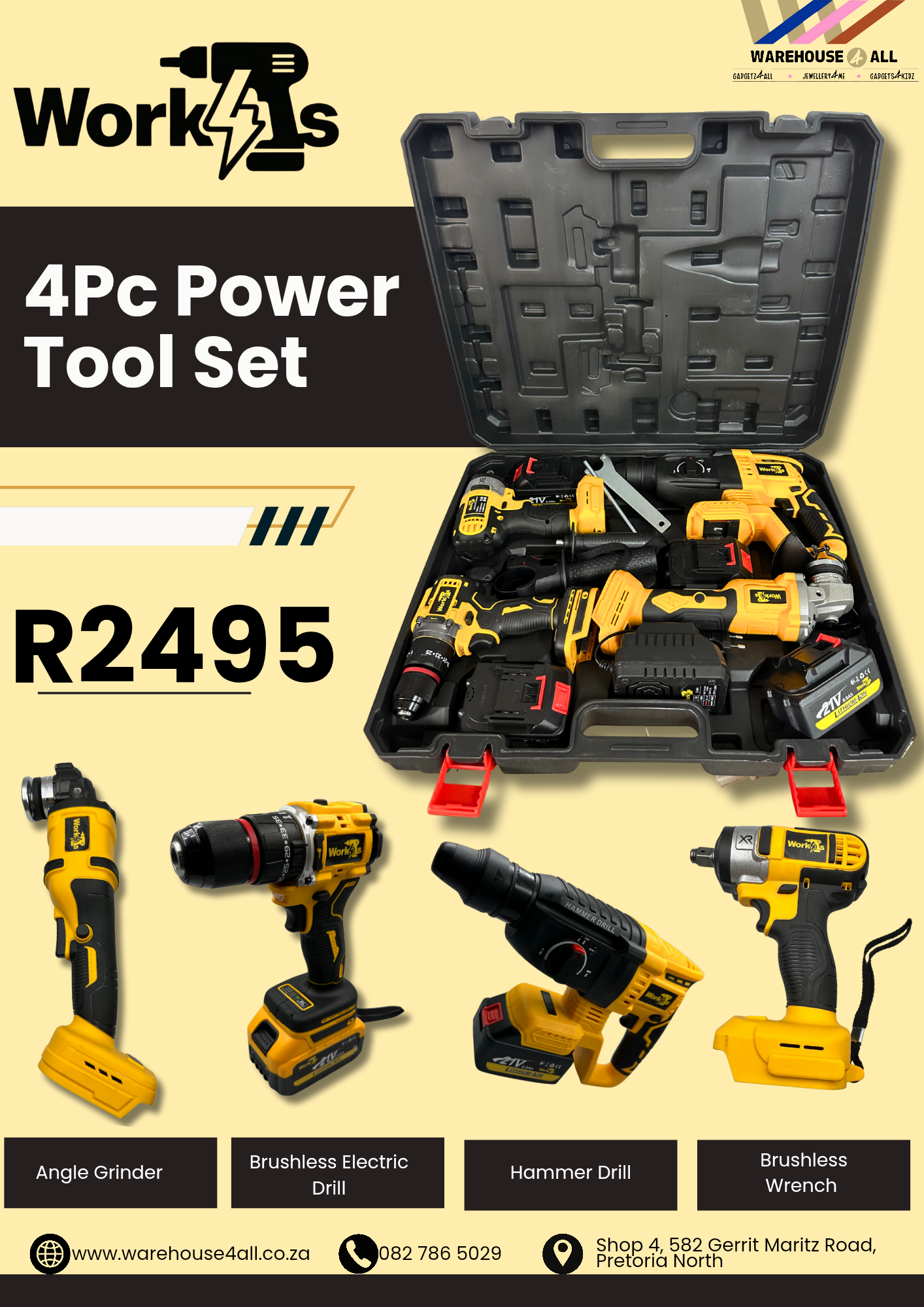 Work4s 4PC Power Tool Set