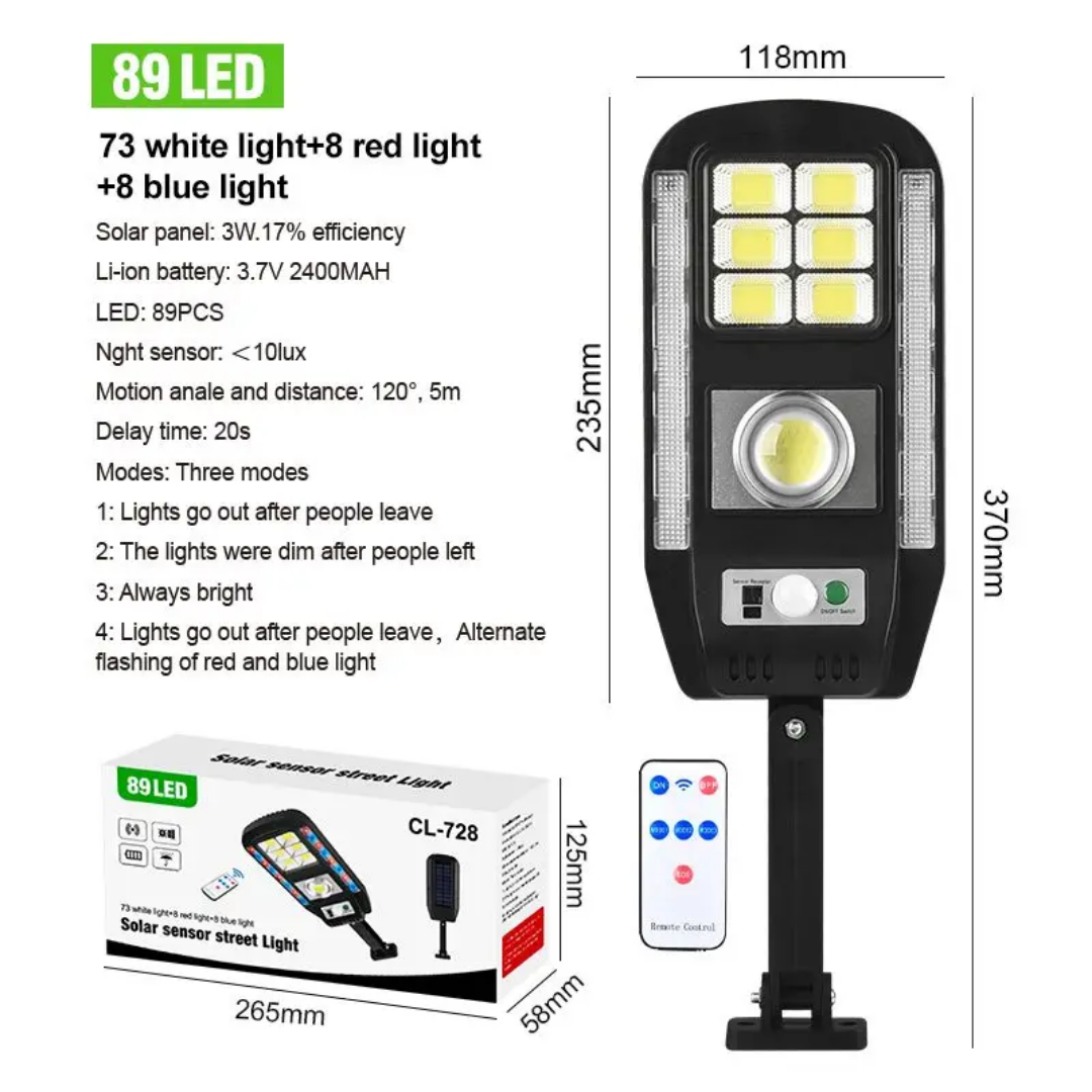 Solar Sensor Street Light (CL-728 | 89 LED)